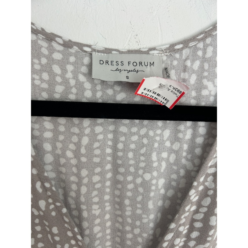 NWT Dress Forum Los Angeles Taupe White Dotted Jumpsuit V-Neck Jogger Small - Picture 2 of 15